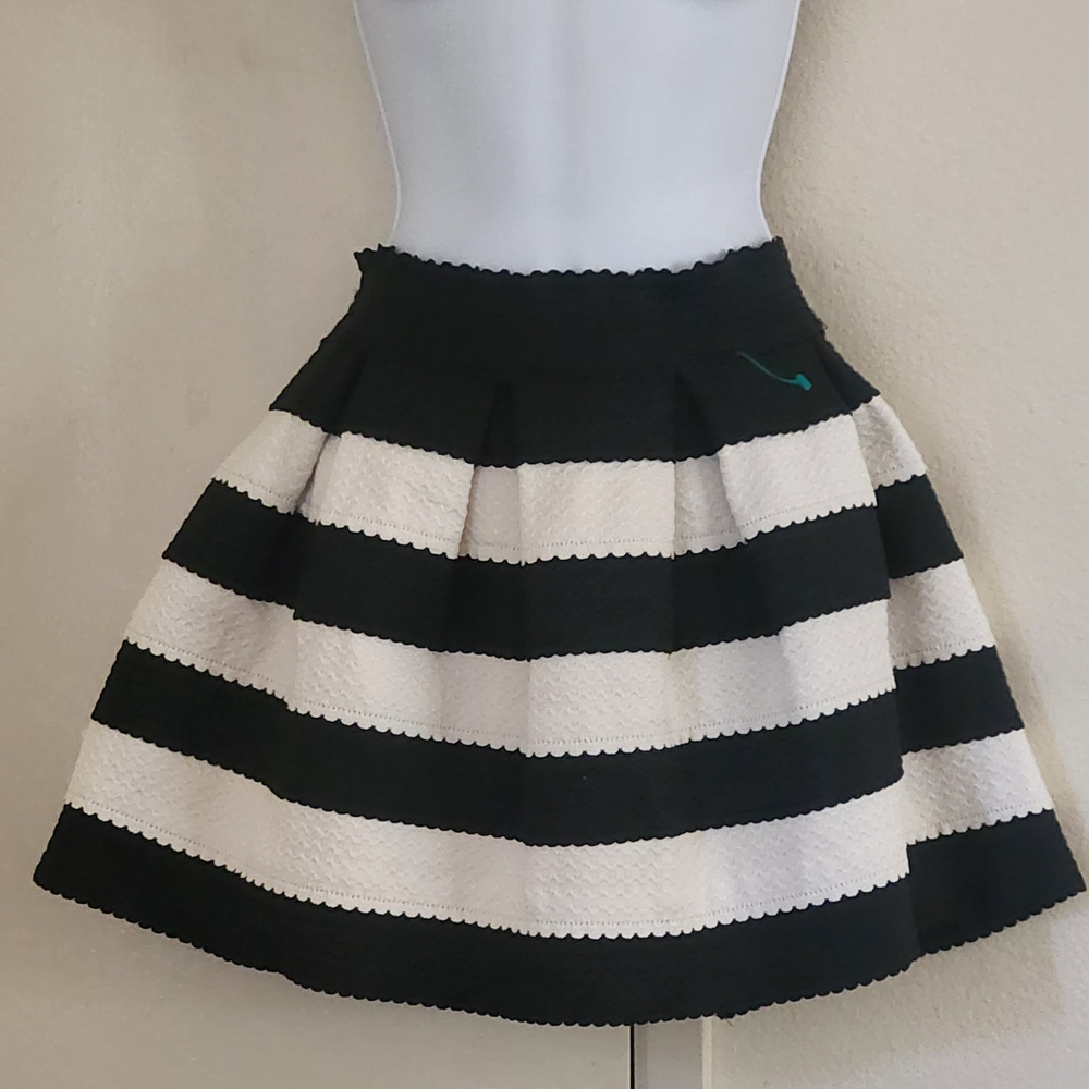 Wild Cat Black and White Striped  Skirt